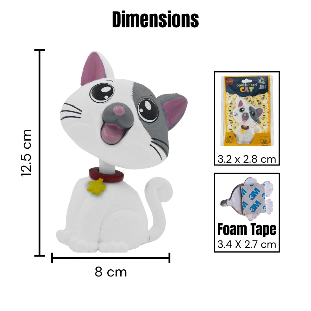 BOBBLEHEAD - CAT - White & Grey