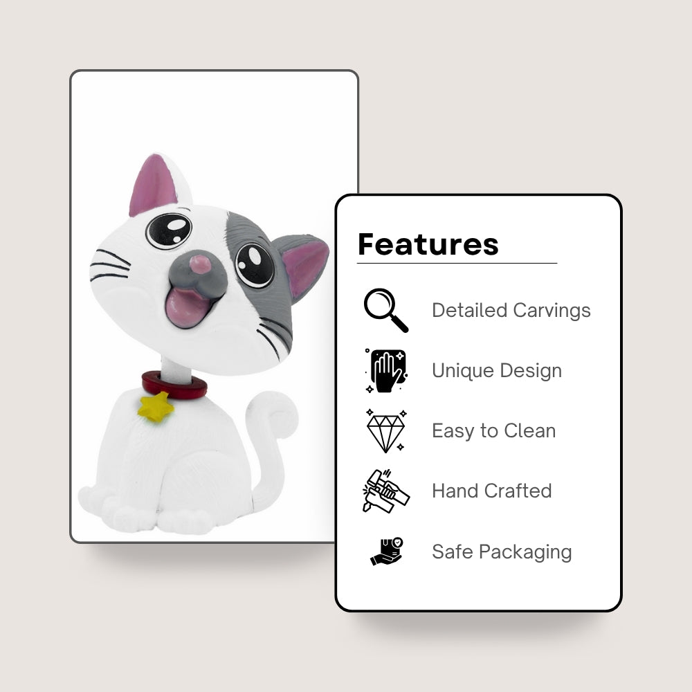 BOBBLEHEAD - CAT - White & Grey