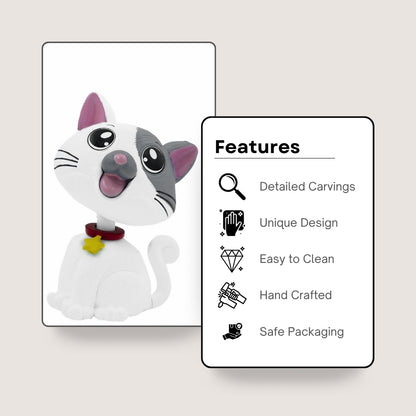 BOBBLEHEAD - CAT - White & Grey