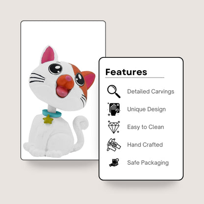 BOBBLEHEAD - CAT - White & Orange
